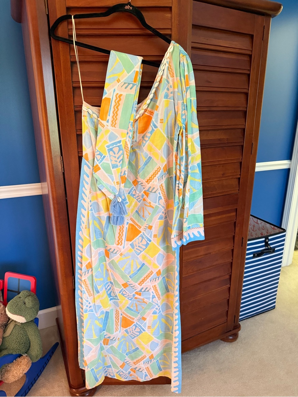 Anna Cate Pastel Geometric Maxi Dress with Tassel Detail - Multi